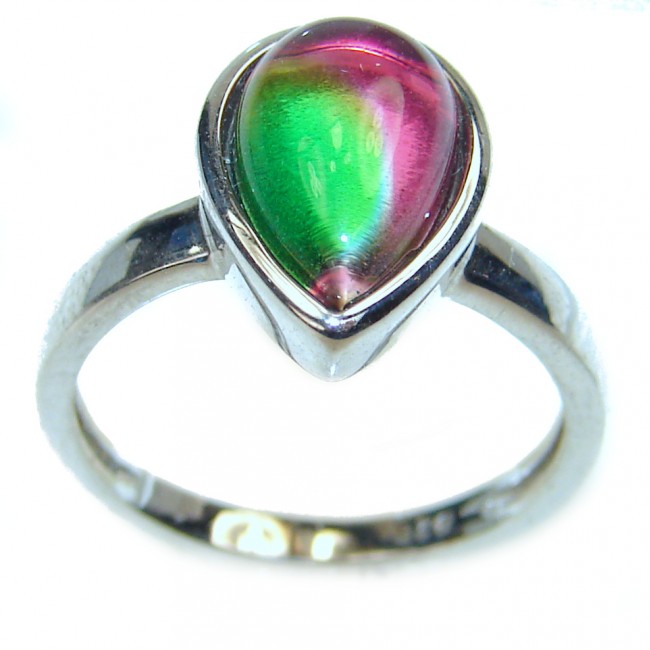 3.5ctw Watermelon Tourmaline .925 Sterling Silver handcrafted Ring size 5