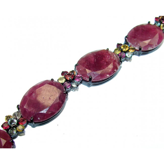 Spectacular authentic Ruby black rhodium over .925 sterling Silver handmade Bracelet
