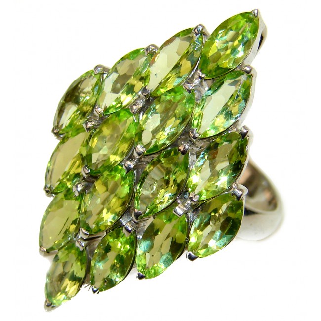 Cascading Light genuine Peridot .925 Sterling Silver handcrafted Ring size 8 1/4