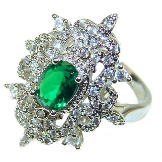 Spectacular Natural Chrome Diopside .925 Sterling Silver handmade Statement ring s. 6 1/4