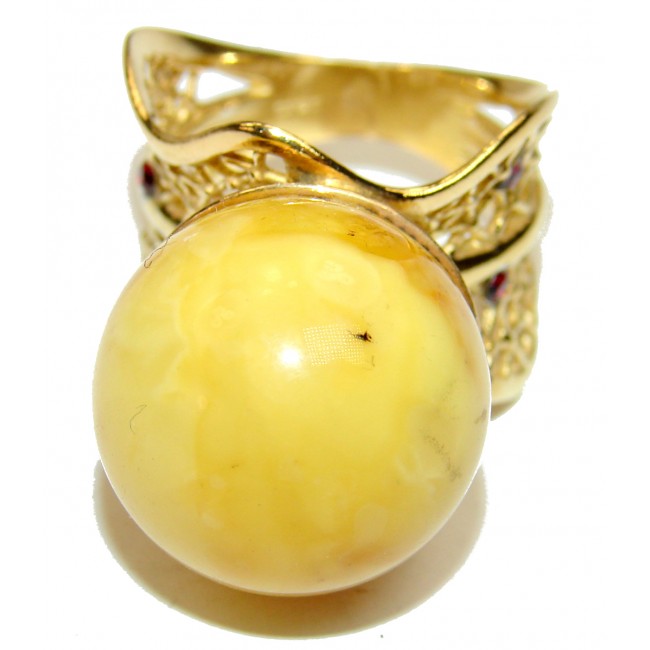 Butterscotch Baltic Amber 14K Gold over .925 Sterling Silver handmade Ring size 8