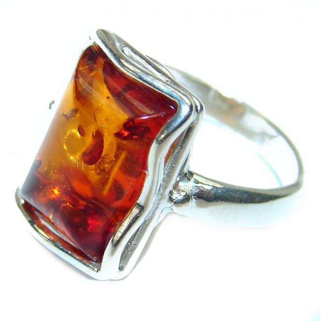 Authentic Baltic Amber .925 Sterling Silver handcrafted ring; s. 4 1/2