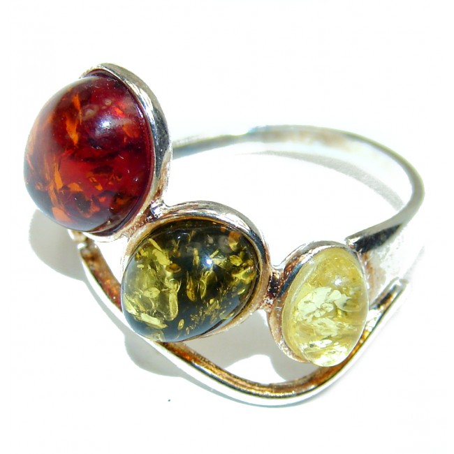 Beautiful Authentic Baltic Amber .925 Sterling Silver handcrafted ring; s. 7