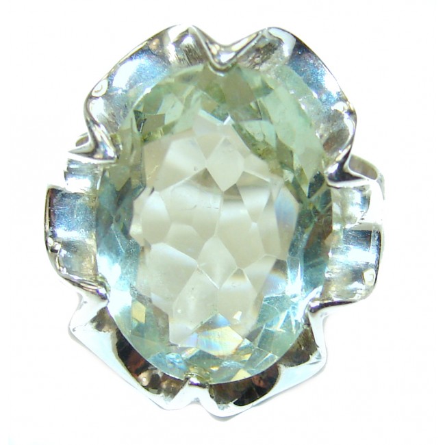 Best quality Green Amethyst .925 Sterling Silver handcrafted Ring Size 7 1/4