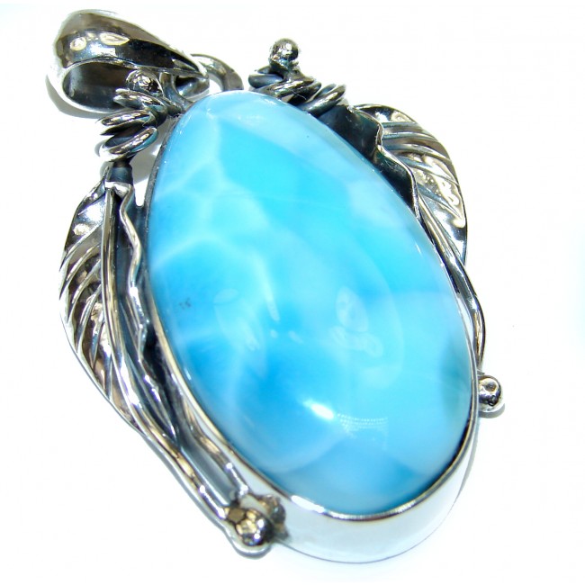 Best quality Larimar from Dominican Republic .925 Sterling Silver handmade pendant