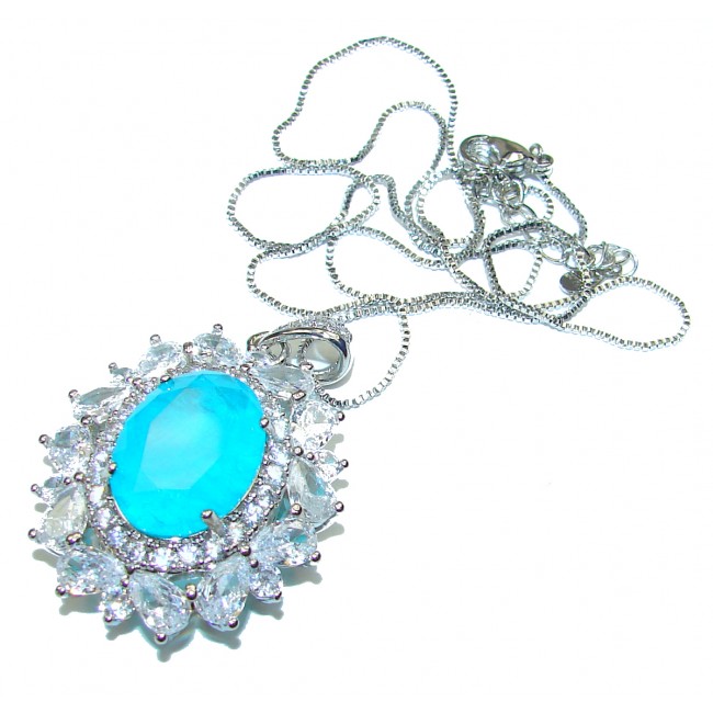 New Arrival Paraiba Tourmaline .925 Sterling Silver handcrafted necklace