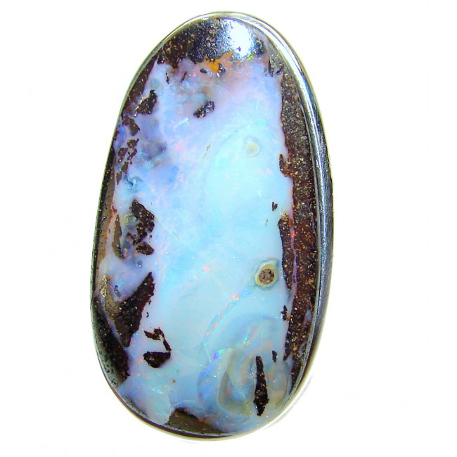Atlantic Australian Boulder Opal .925 Sterling Silver handcrafted ring size 4 3/4