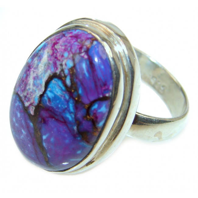 Purple Turquoise .925 Sterling Silver handcrafted ring; s. 7 3/4
