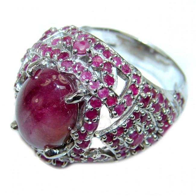 Royal quality unique Ruby Star .925 Sterling Silver handcrafted Ring size 8