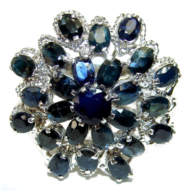 Venetian night Authentic Sapphire .925 Sterling Silver handmade Ring s. 9