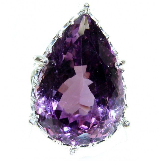 45.8 carat Autehntic Amethyst .925 Sterling Silver Ring size 7 1/4