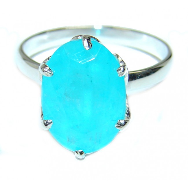 Pear Cut 5.6ctw Paraiba Tourmaline .925 Sterling Silver handcrafted Statement Ring size 8 1/4