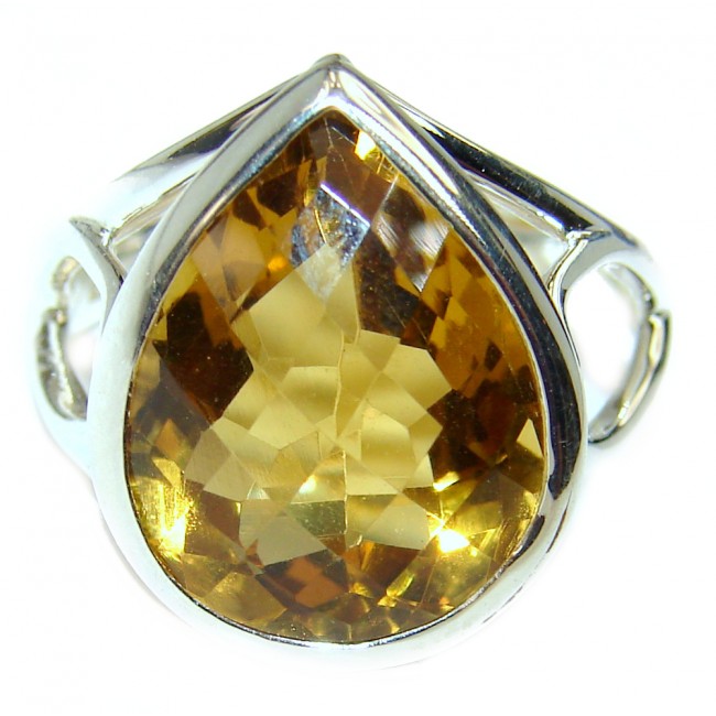 Vintage Style Citrine .925 Sterling Silver handmade Ring s. 9