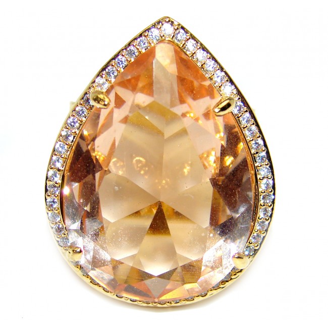 Best quality Golden Rutilated Quartz 18K Gold over .925 Sterling Silver handcrafted Ring Size 6