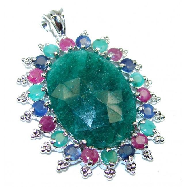 Gabriella Deluxe Emerald Prehnite .925 Sterling Silver handmade Pendant