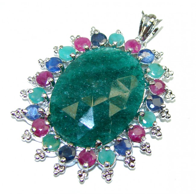 Gabriella Deluxe Emerald Prehnite .925 Sterling Silver handmade Pendant