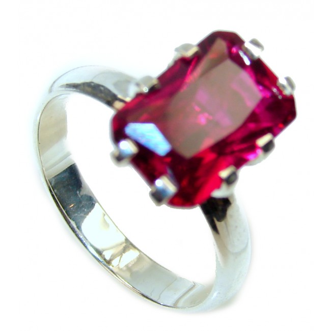 Precious Red Topaz .925 Sterling Silver Statement HUGE Ring s. 7