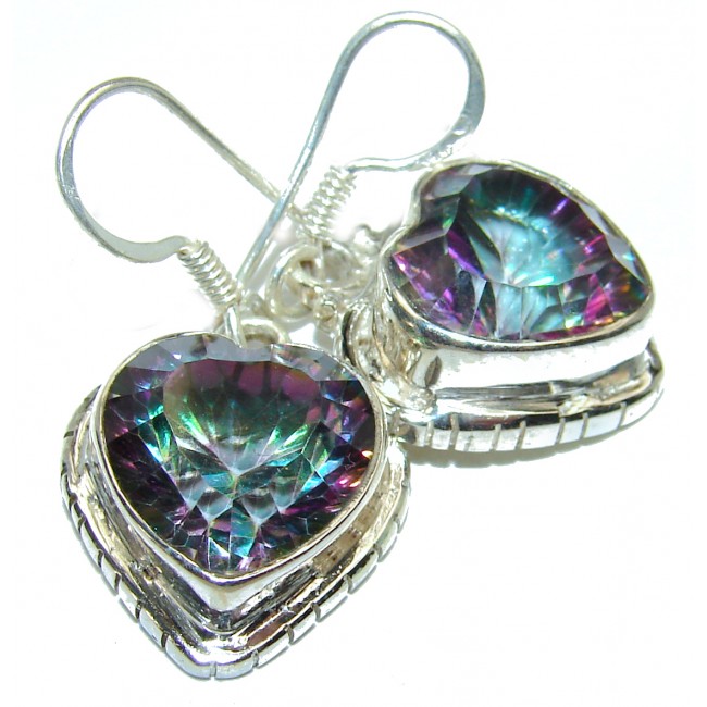Heart Shape Eye Rainbow Magic Topaz .925 Sterling Silver earrings