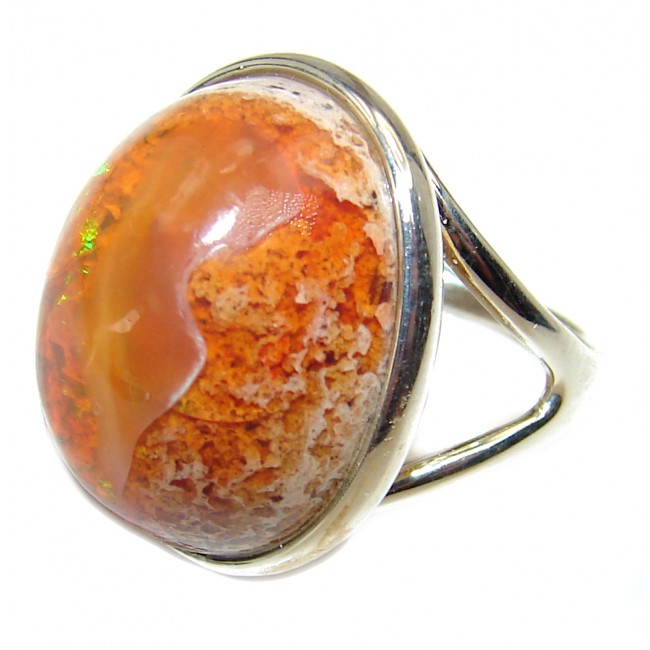 MAJESTIC Mexican Opal .925 Sterling Silver handcrafted Ring size 5