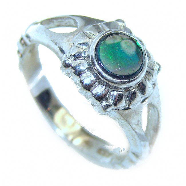 Genuine Canadian Ammolite .925 Sterling Silver handcrafted Statement Ring size 5