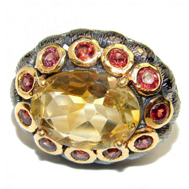 Vintage Style Citrine .925 Sterling Silver handmade Ring s. 6 3/4