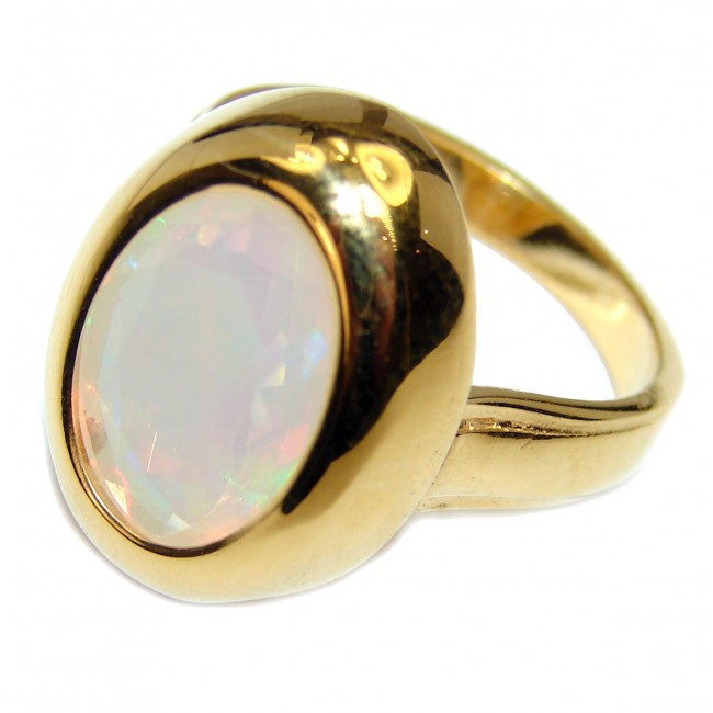 Golden Moon Mexican Opal .925 Sterling Silver handcrafted Ring size 6 3/4