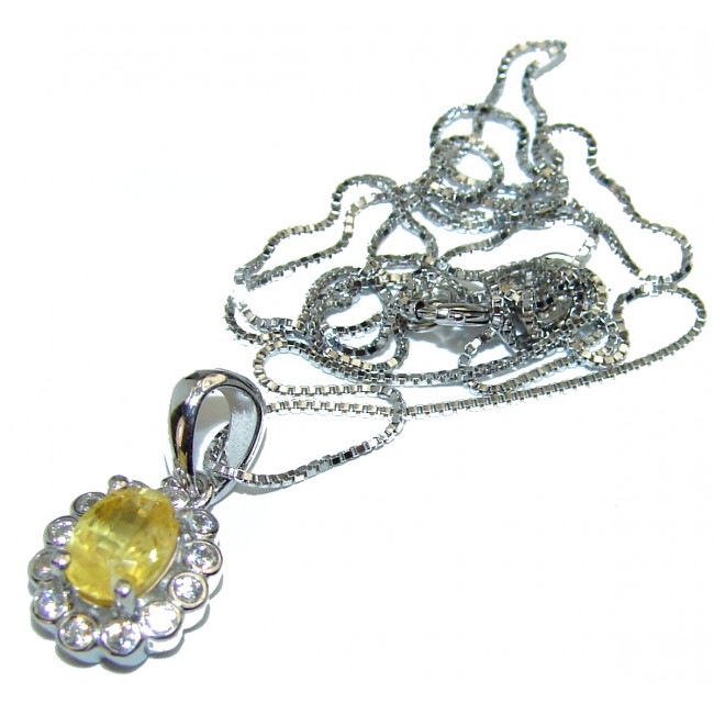 Graceful Natural yellow Sapphire .925 Sterling Silver handcrafted necklace