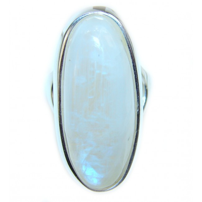 Genuine Fire Moonstone .925 Sterling Silver handcrafted ring size 6 1/2