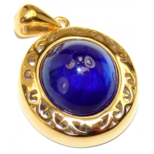 Deep Roots 32.5 carat genuine Sapphire 18K Gold over .925 Sterling Silver handmade Pendant