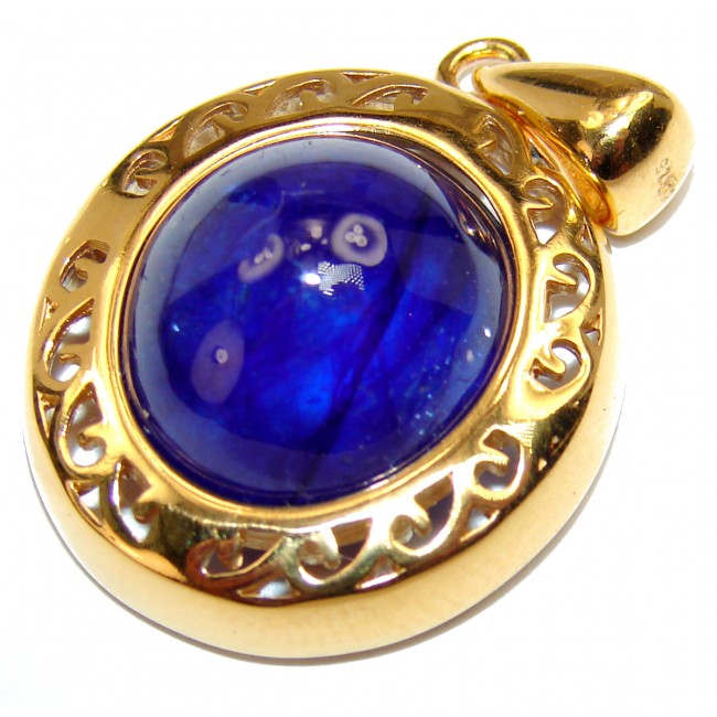 Deep Roots 32.5 carat genuine Sapphire 18K Gold over .925 Sterling Silver handmade Pendant