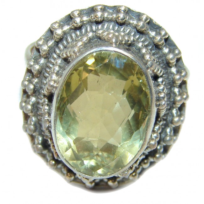 Vintage Style Citrine .925 Sterling Silver handmade Ring s. 8 1/4