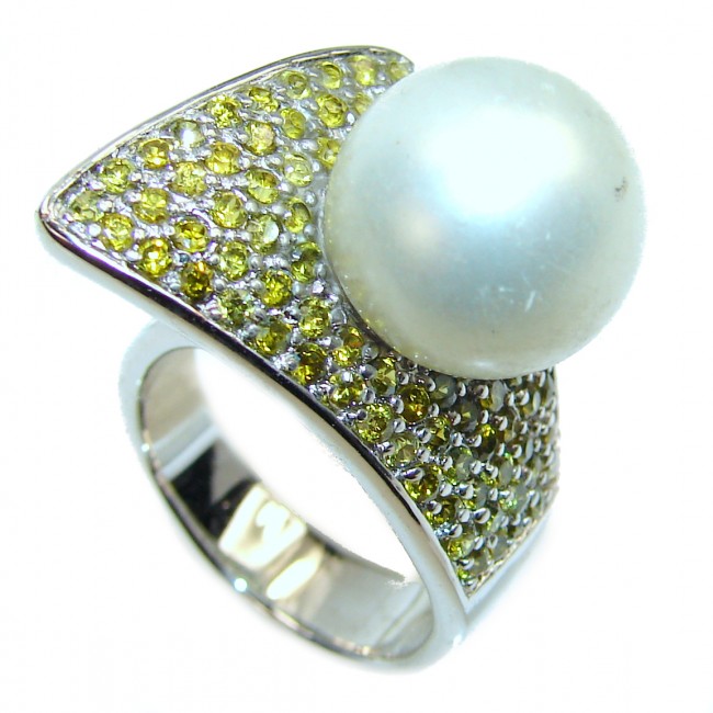Pearl yellow Saphire .925 Sterling Silver handmade ring size 5 1/4