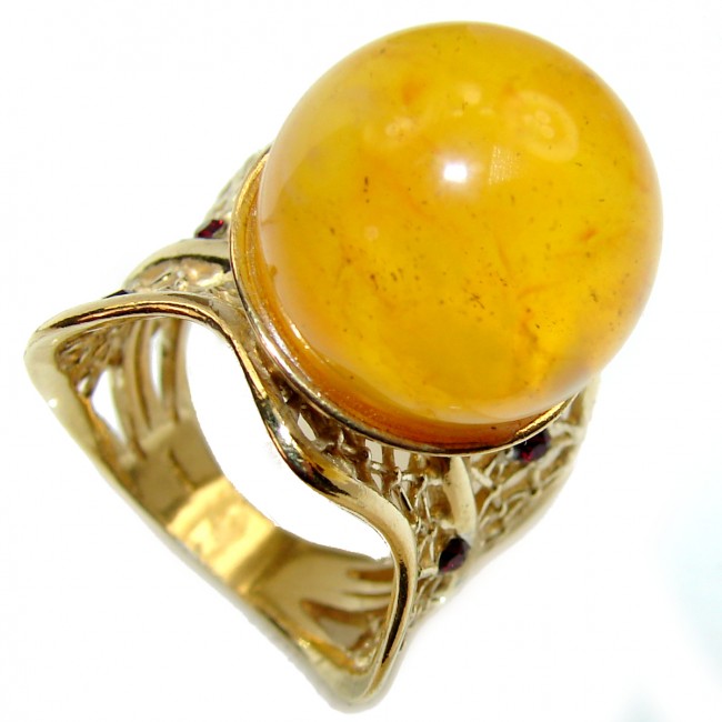Butterscotch Baltic Amber 14K Gold over .925 Sterling Silver handmade Ring size 8 1/2