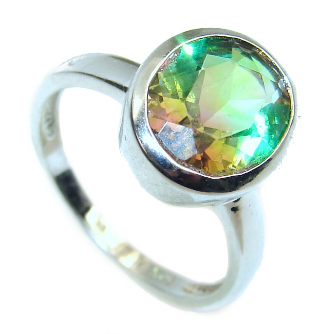 9.5ctw Watermelon Tourmaline .925 Sterling Silver handcrafted Ring size 7 1/4