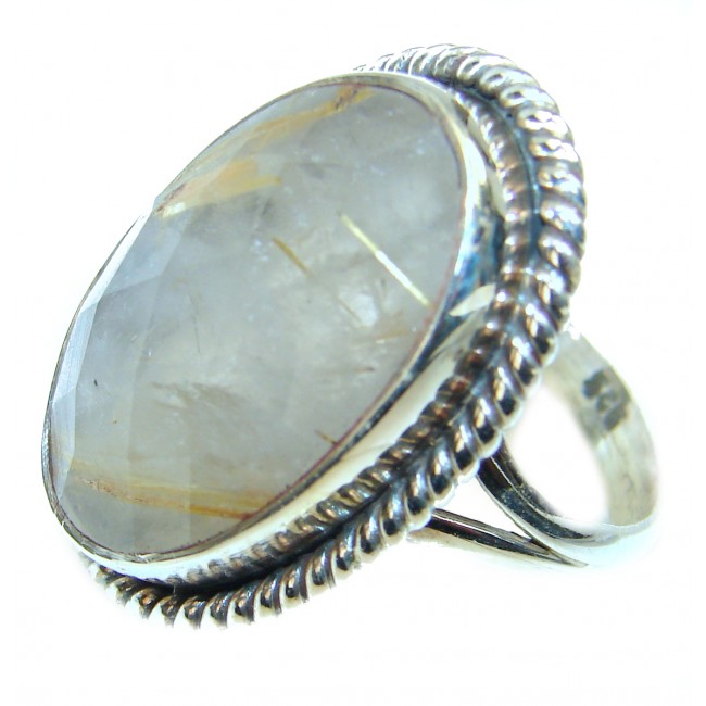 Best quality Golden Rutilated Quartz .925 Sterling Silver handcrafted Ring Size 9