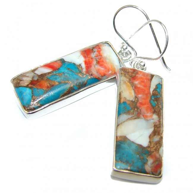 Genuine Oyster Turquoise .925 Sterling Silver handcrafted Earrings