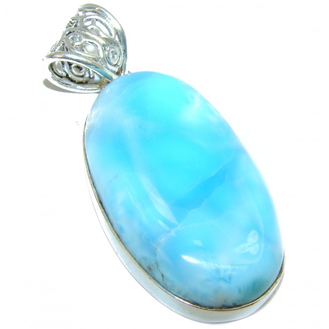 Vintage Style Larimar from Dominican Republic .925 Sterling Silver handmade pendant