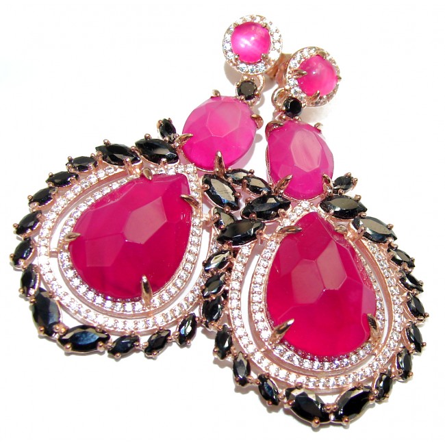 Spectacular Ruby 18K Gold over .925 Sterling Silver handcrafted earrings