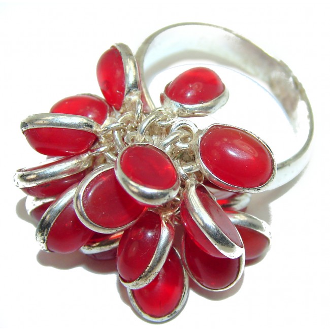 Exotic Pink Raspberry Topaz .925 Sterling Silver handcrafted cha cha Ring s. 8