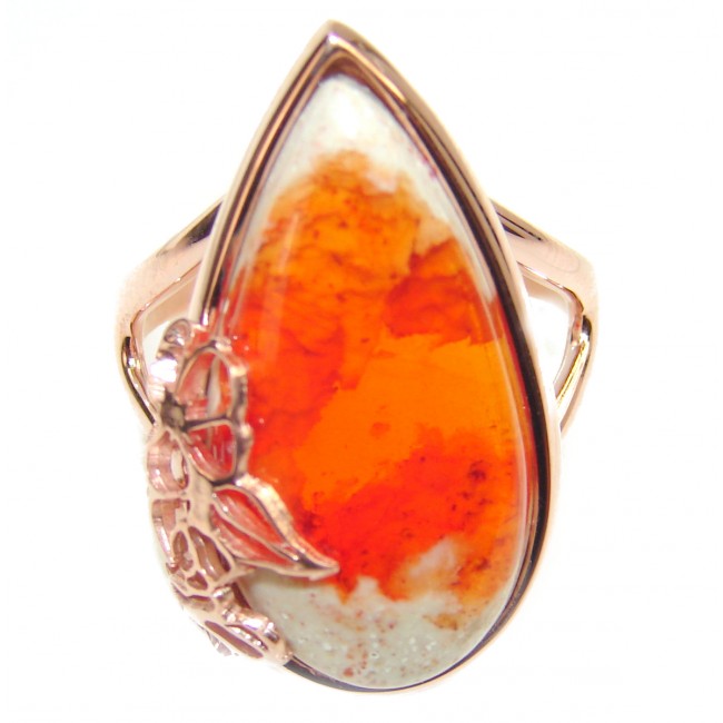 Superior quality Mexican Opal 18K Gold over .925 Sterling Silver handcrafted Ring size 8