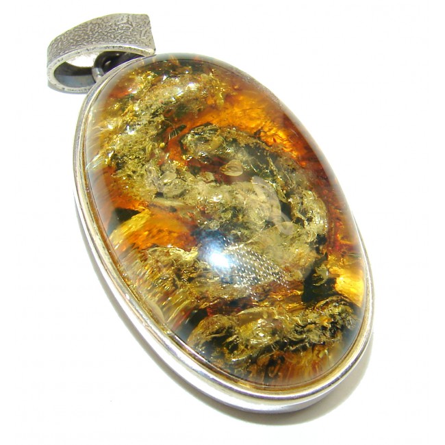 Incredible Baltic Polish Amber .925 Sterling Silver handcrafted Pendant