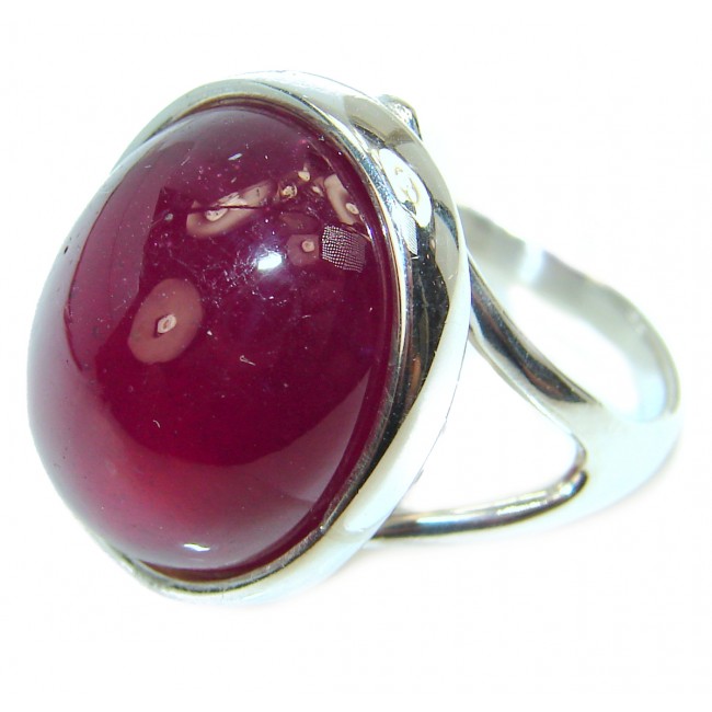 Falling in Love Red Ruby .925 Sterling Silver handmade Cocktail Ring s. 7 1/2