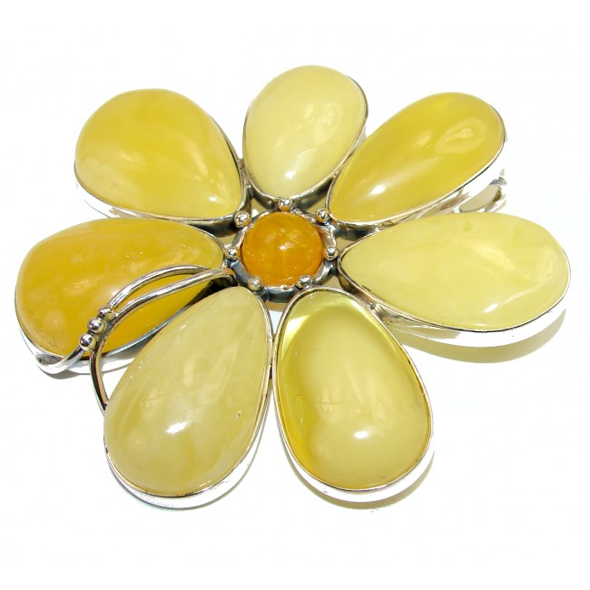 Incredible 55.5 grams Beauty Butterscotch Natural Baltic Amber .925 Sterling Silver handmade LARGE Pendant