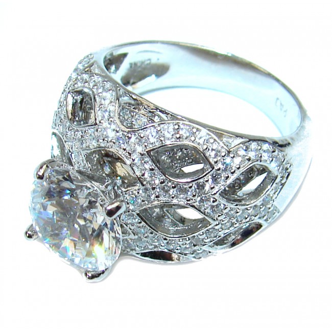 Precious White Topaz .925 Sterling Silver handmade ring size 7 1/4