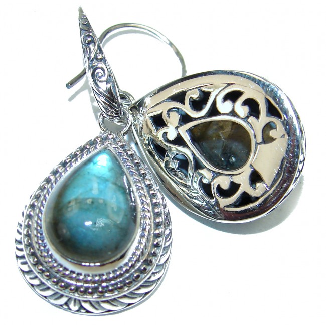 Bold Labradorite .925 Sterling Silver handmade earrings