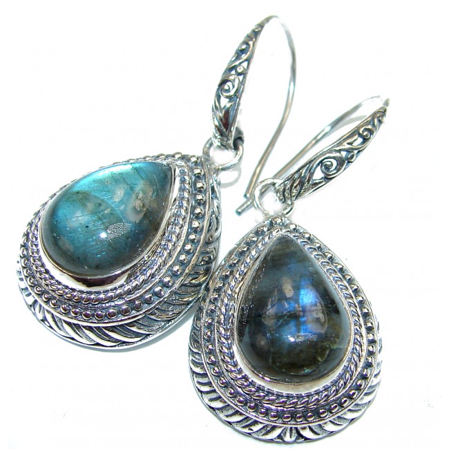Bold Labradorite .925 Sterling Silver handmade earrings