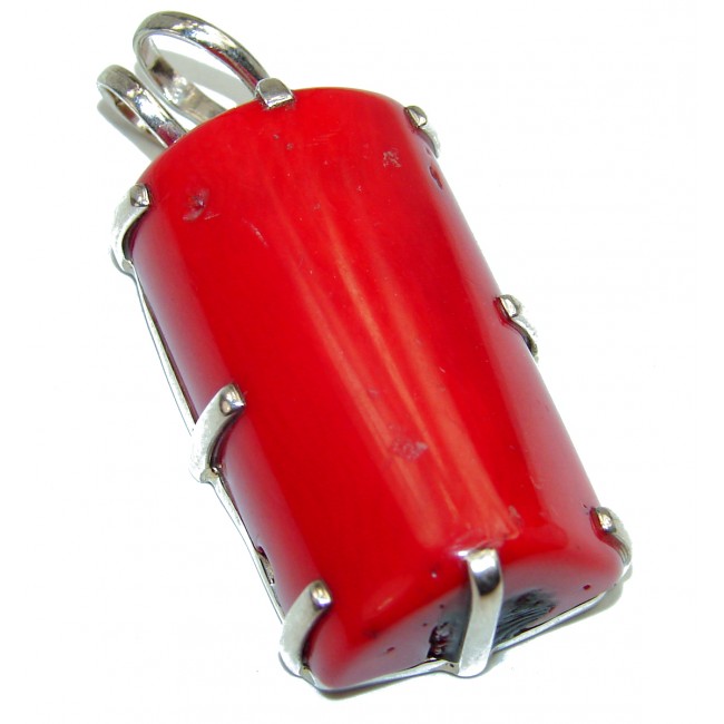 Authentic Coral 2 tones .925 Sterling Silver handmade pendant