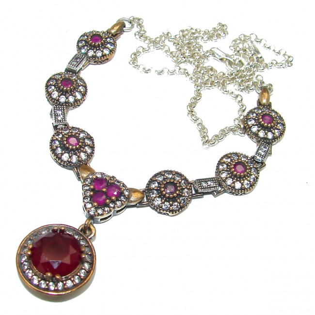 Spectacular authentic Ruby .925 Sterling Silver handcrafted necklace