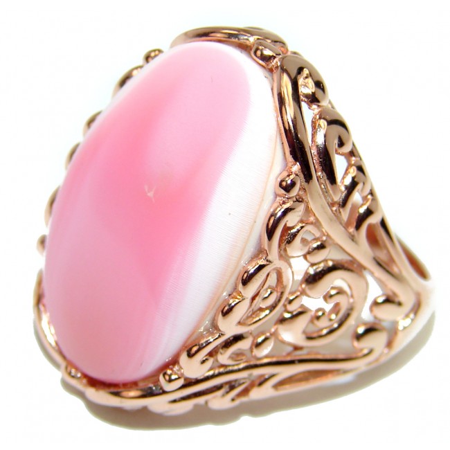 Best quality Pink Opal Garnet 18K Gold over .925 Sterling Silver handcrafted ring size 8