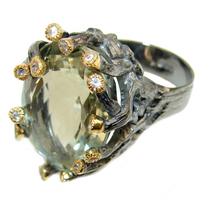 Best quality Green Amethyst .925 Sterling Silver handcrafted Ring Size 8 1/4